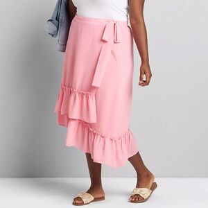 Lane Bryant Wrap Midi Skirt - 14/16 - Pink